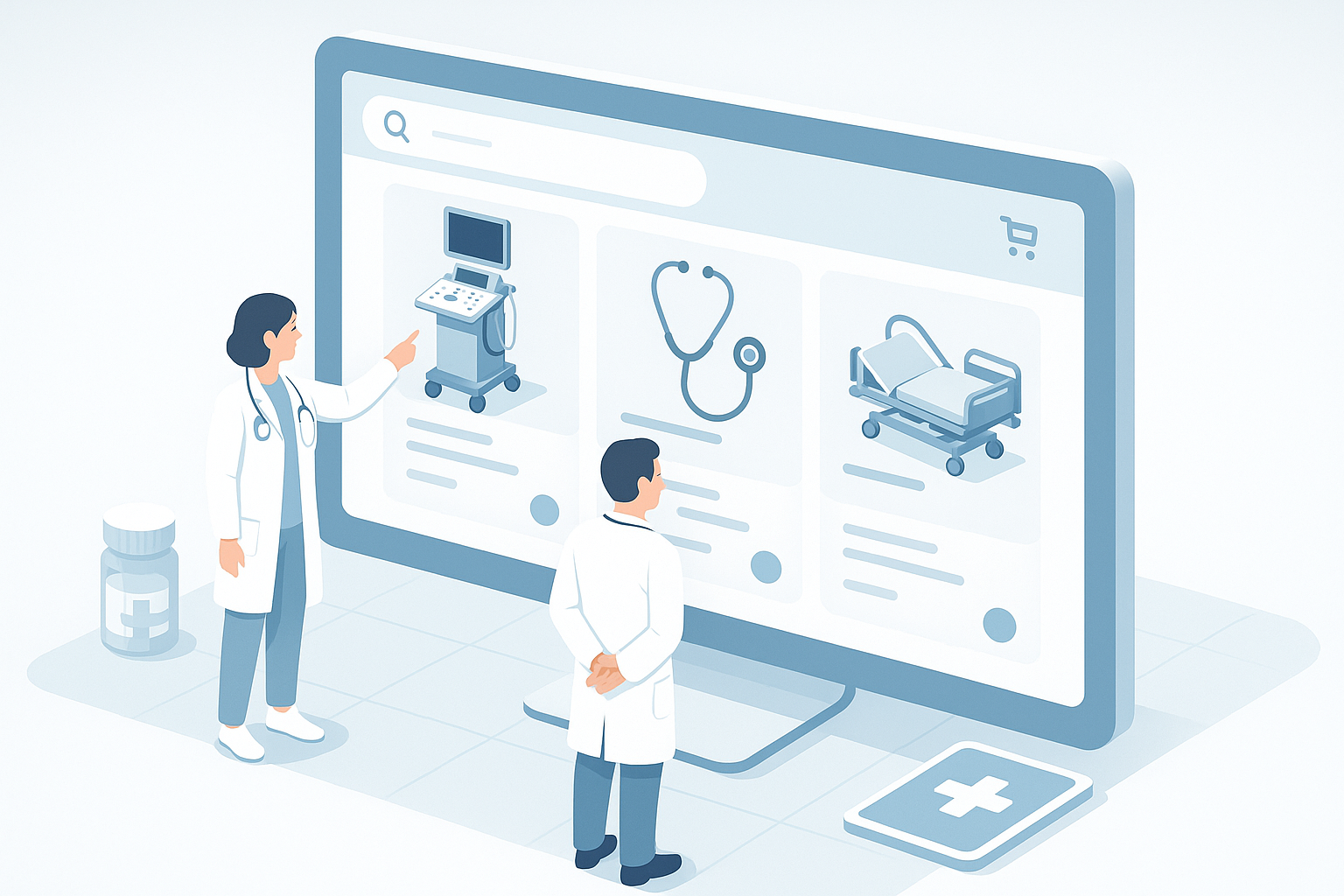 Modern medical practice setup with advanced equipment and professional workspace design